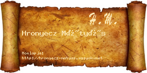 Hronyecz Mátyás névjegykártya